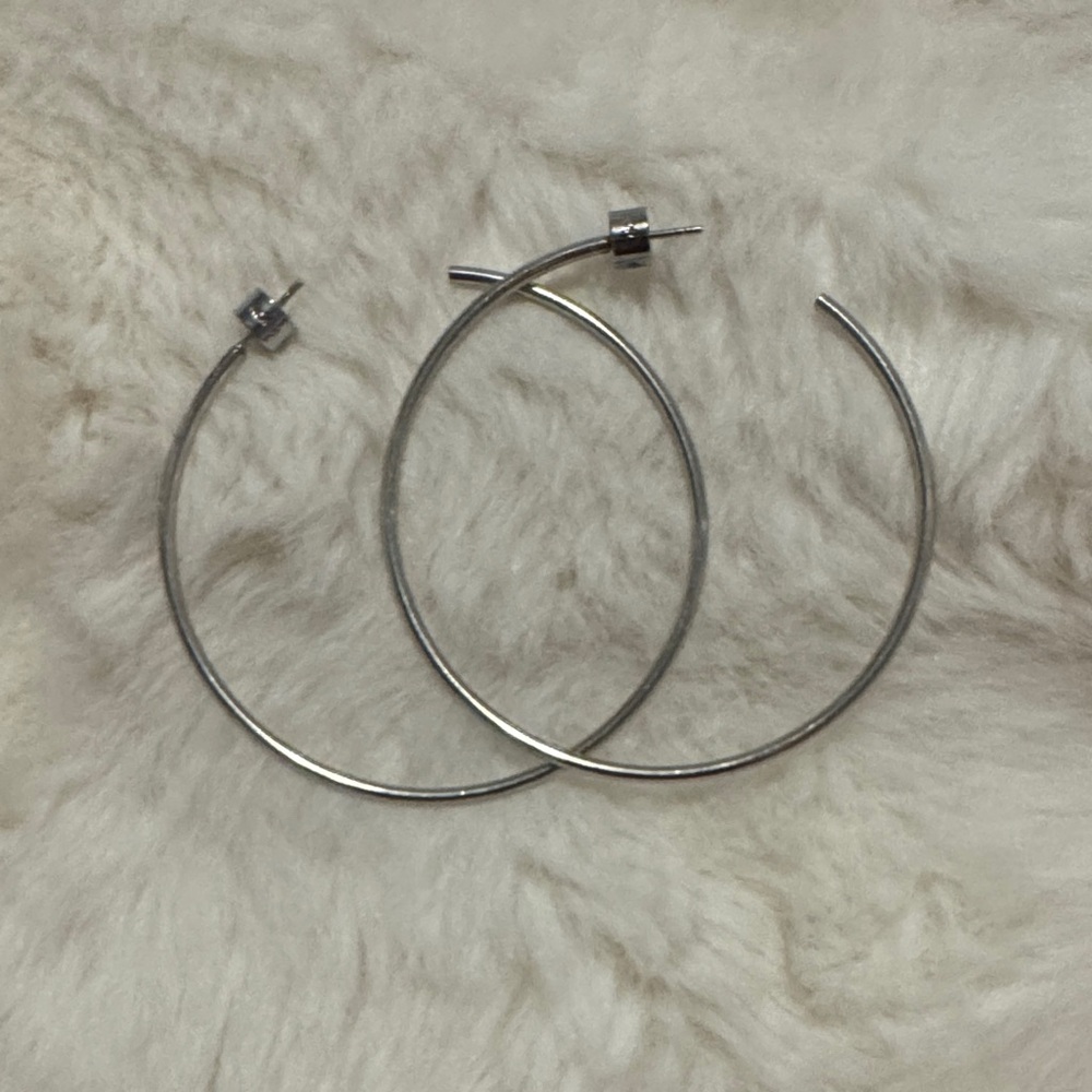 Michael Kors Polished Silver Open Hoop Earrings